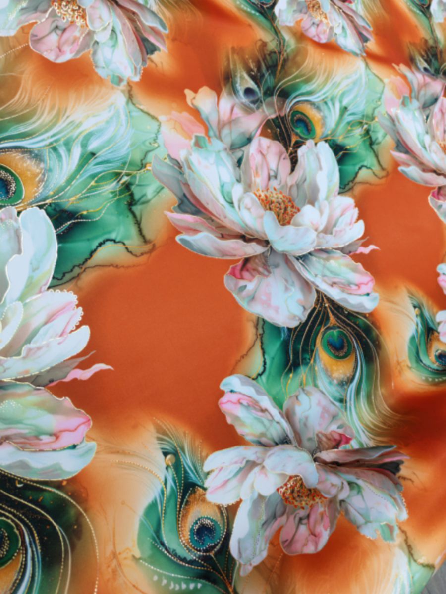 PRINTED DUCHESS SATIN PDF7C - ORANGE